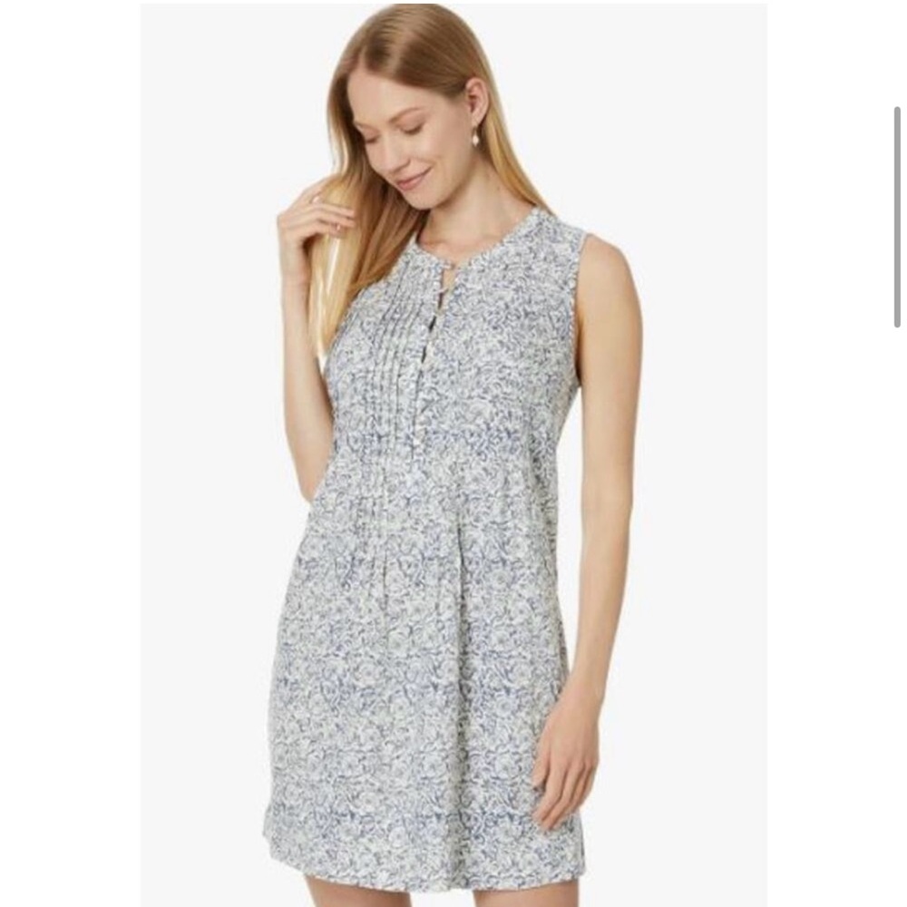 Faherty White and Blue Isha Buttoned Mini Sundress